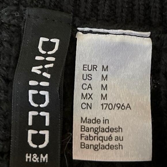 H&M Black Sleeveless Chunky Cable Knitted V-Neck Crop Top Sweater Vest Size M - Picture 3 of 4